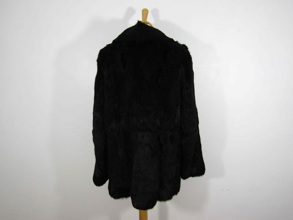 1960s black genuine coney rabbit fur vintage coat… - image 7