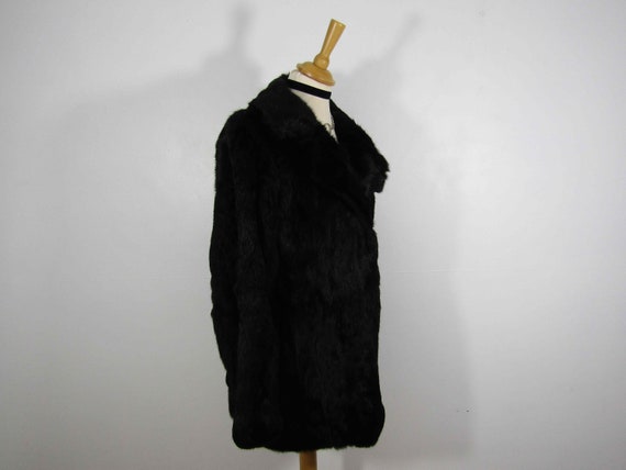 1960s black genuine coney rabbit fur vintage coat… - image 8