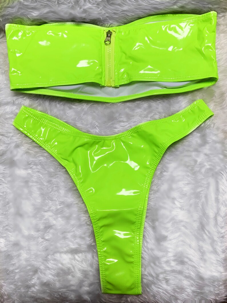 Leather bikini / neon colors/sexy bikini / latex bikini Etsy