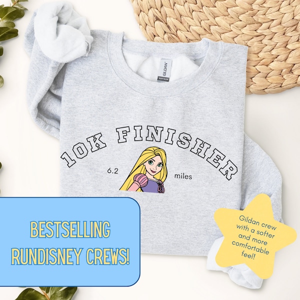 runDisney 10K Finisher Gift | Princess DisneyWorld DisneyLand 2024 | Disney Rapunzel Crewneck | Princess Disney Style