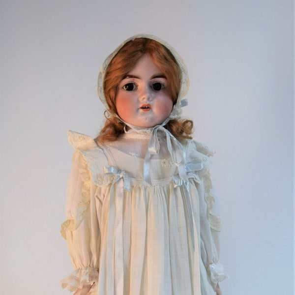 Armand Marseille "Lilly" Turned Bisque Shoulder Head Doll With Kid Leather Jointed Body, 20" AM 4/0