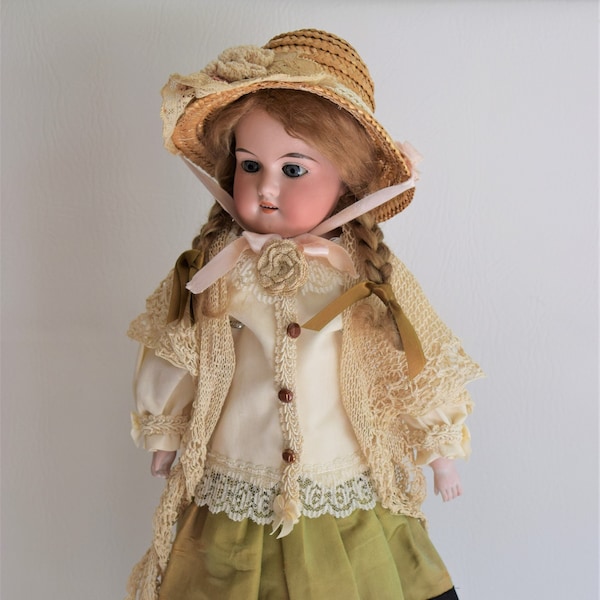 Beautifully Dressed Turned Head Armand Marseille 370 DEP With Kid Leather Body, 18"