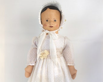 Vintage Crystal Moshier Izannah Walker Artist Doll, Signed, 22"