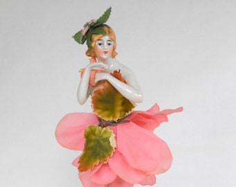Art Deco German Porcelain Ballerina "Sylph" Half Doll, 7"