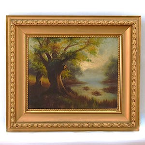 Barbizon Style 19th Century Landscape Painting On Canvas, Le Cain, 25 x 29, Framed
