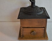 Vintage Box Wood And Cast Iron Coffee Grinder 11 quot x 6 quot