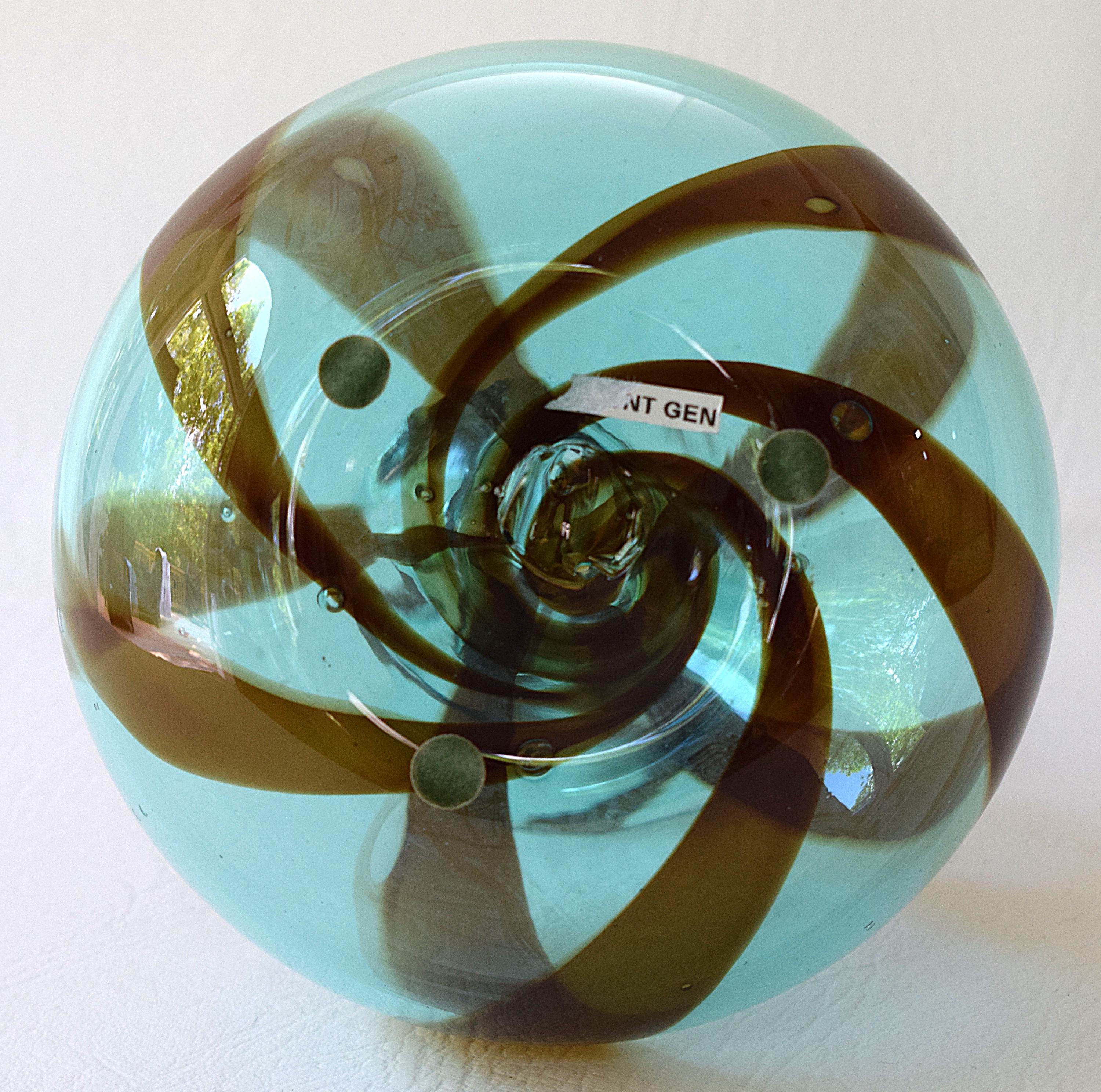 Don Shepard for Blenko, Hand Blown Swirl Glass Balloon Vase, 1982, 7 ...