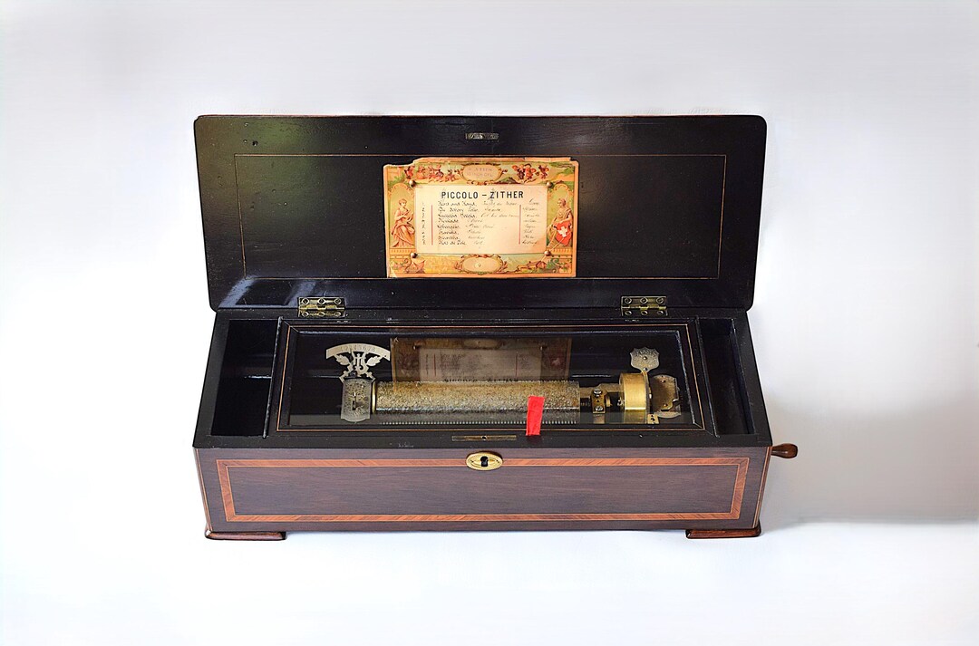 Zither Sound Box 19th Century Swiss Made Piccolo Zither Music Box With 8 Songs and ...