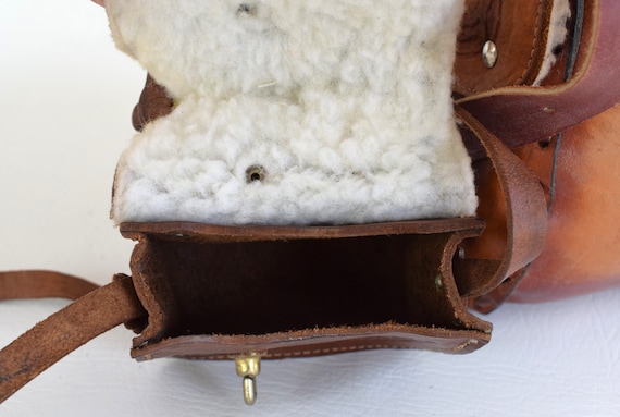 Vintage Leather Saddle Handbag With Matching Mini… - image 5