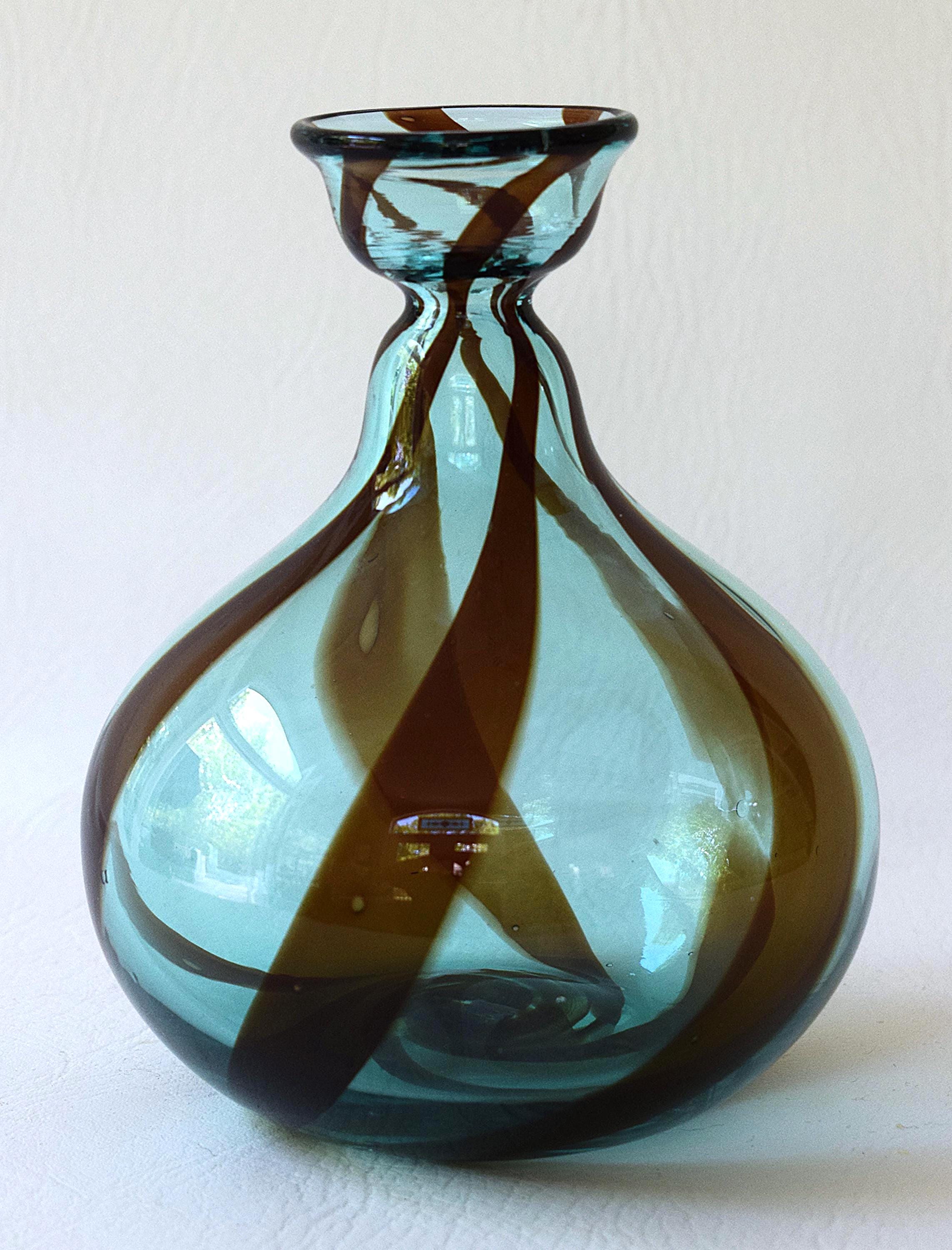 Don Shepard for Blenko, Hand Blown Swirl Glass Balloon Vase, 1982, 7 ...