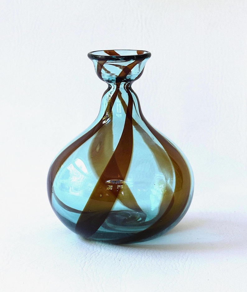 Don Shepard for Blenko, Hand Blown Swirl Glass Balloon Vase, 1982, 7 ...
