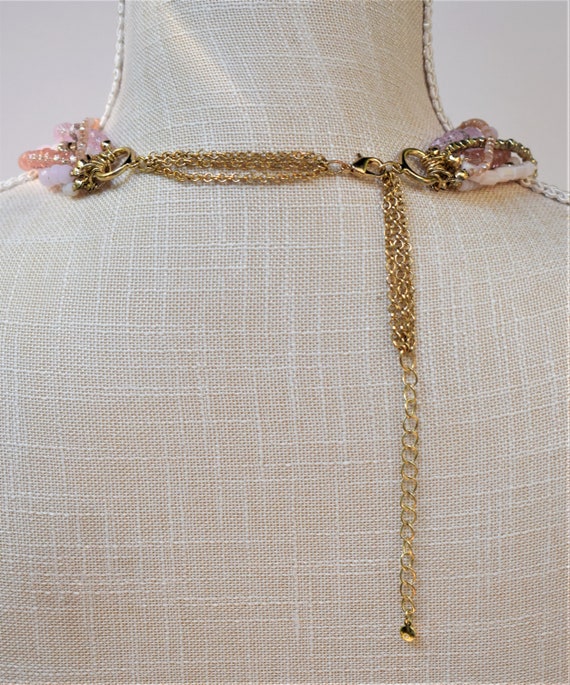 Vintage 8 Strand Pink, Coral And Gold Glass Bead … - image 3