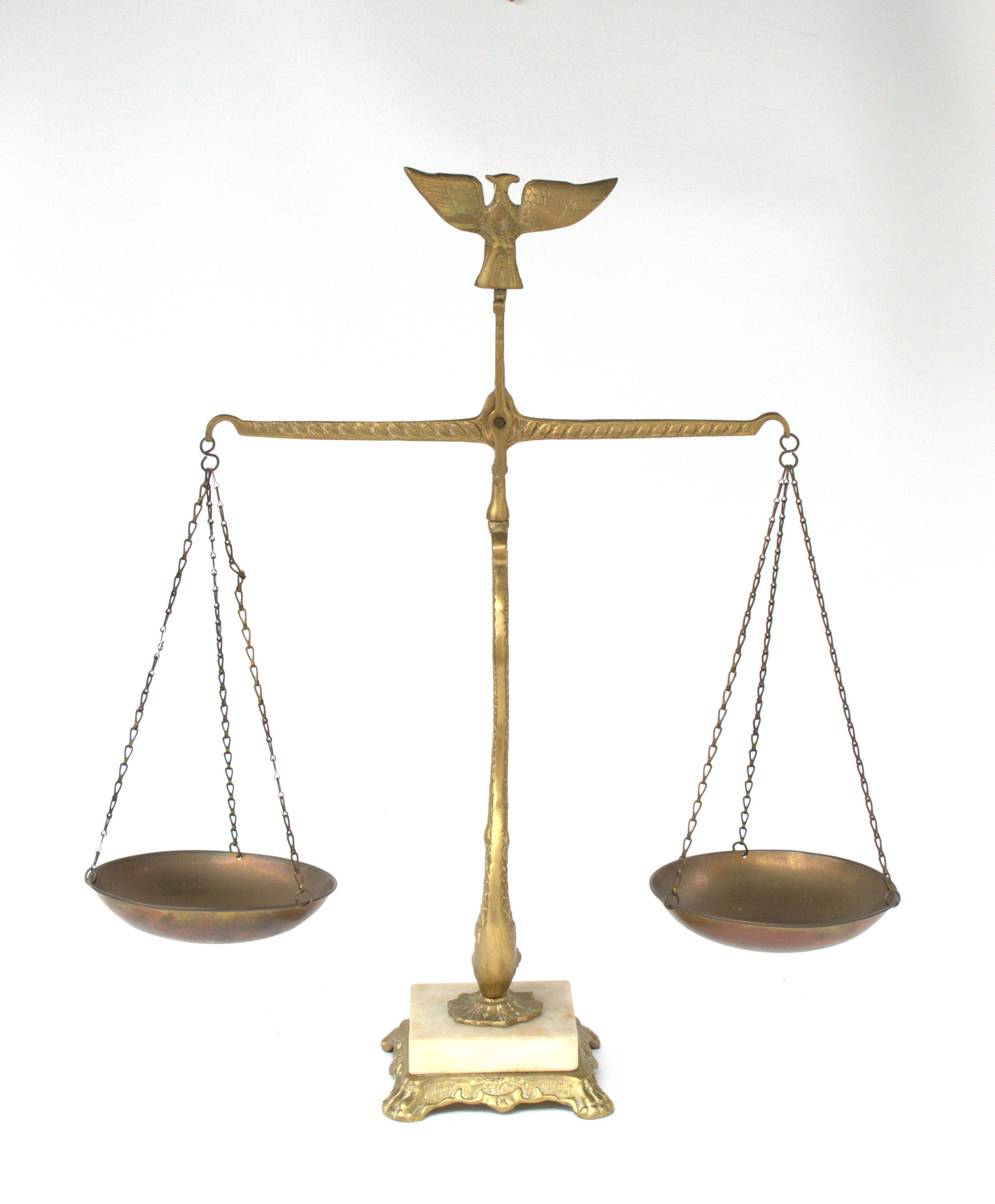 Bronzed Legal Lawyer Scales of Justice with Eagle Finial and Marble  Base-12.5in.ht G.