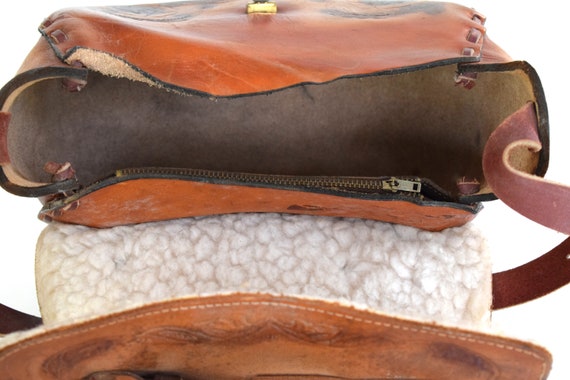 Vintage Leather Saddle Handbag With Matching Mini… - image 6