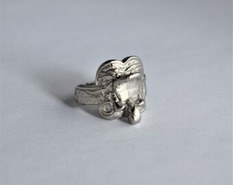 Vintage Women's Cast Silver Saddle Ring, Unmarked, Size 6.5 (16.9mm)