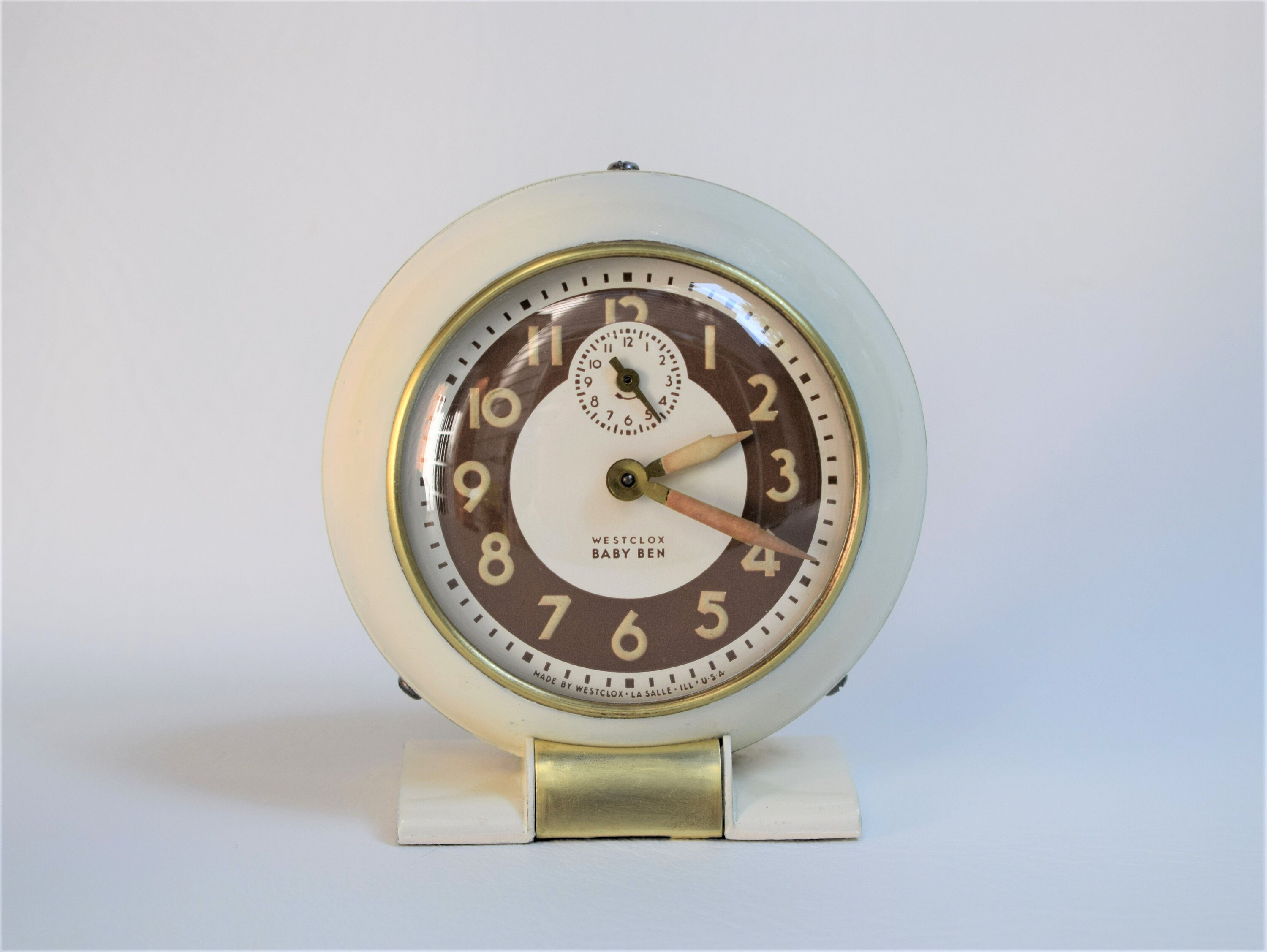 Westclox Baby Ben Ivory Alarm Clock, Model 61-R, Non Luminous