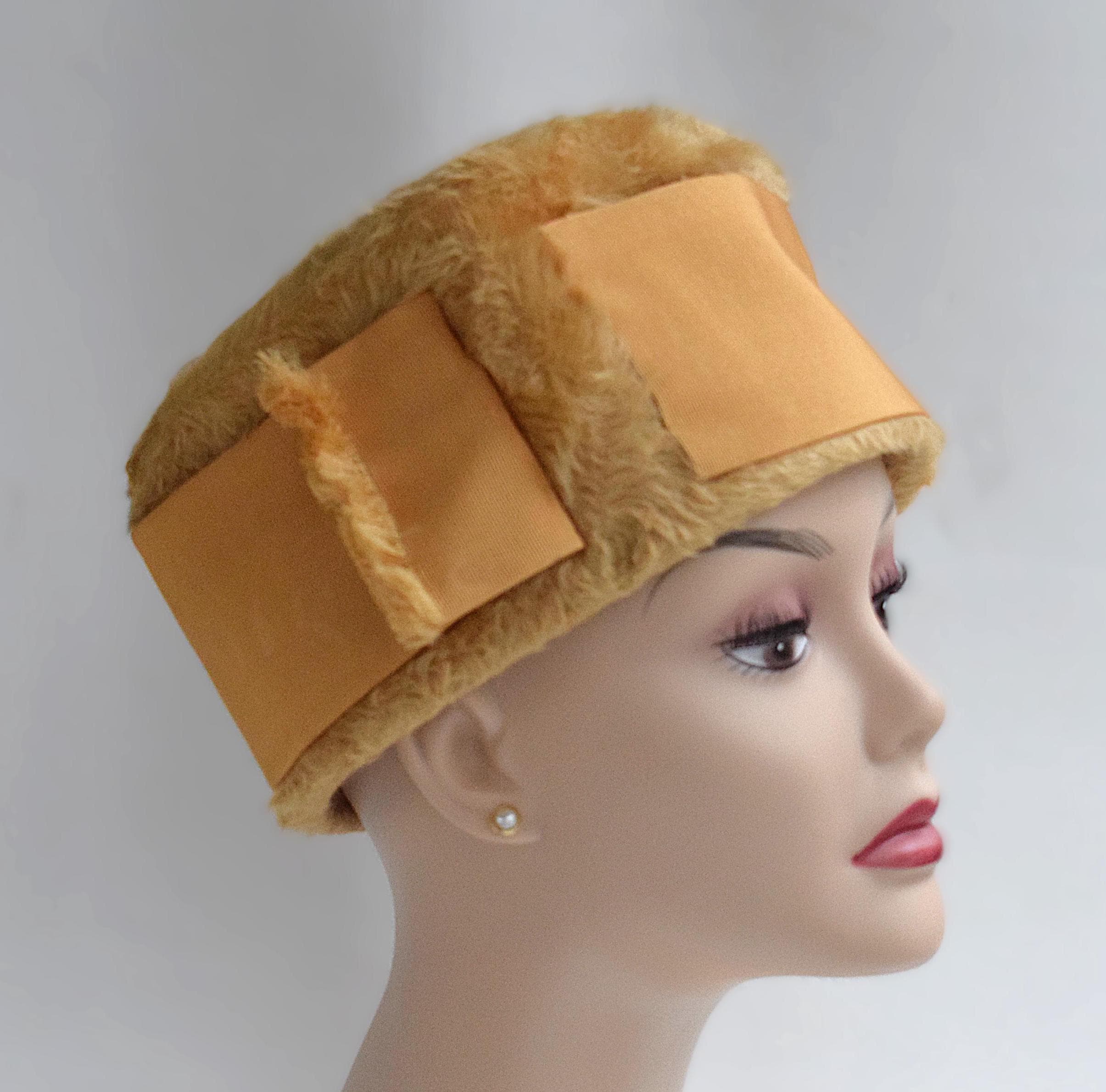 Vintage Brown Pillbox Hat with Gem Accents
