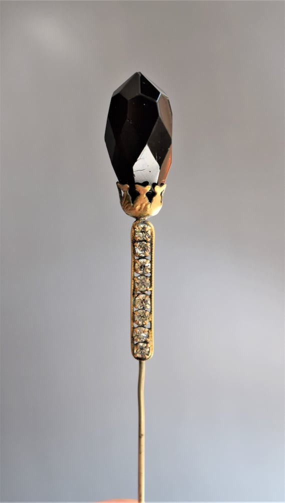 Art Nouveau Gilt Brass, Onyx And Rhinestone Stick 