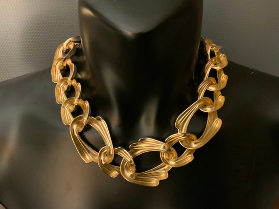 Huge statement vintage  gold plate chain necklace - image 7