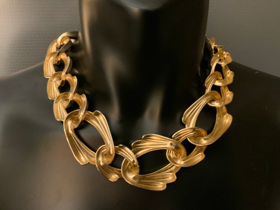 Huge statement vintage  gold plate chain necklace - image 5