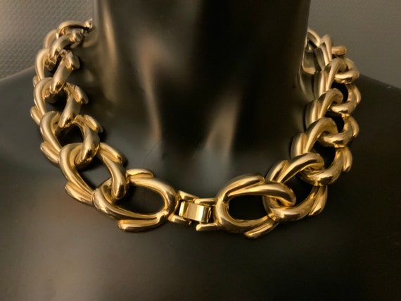 Huge statement vintage  gold plate chain necklace - image 9