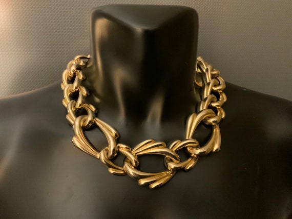 Huge statement vintage  gold plate chain necklace - image 4