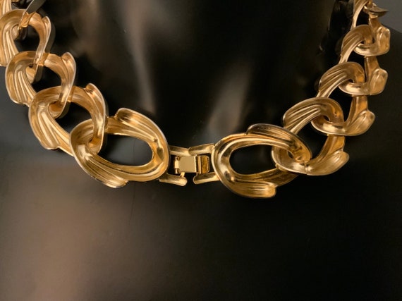 Huge statement vintage  gold plate chain necklace - image 10