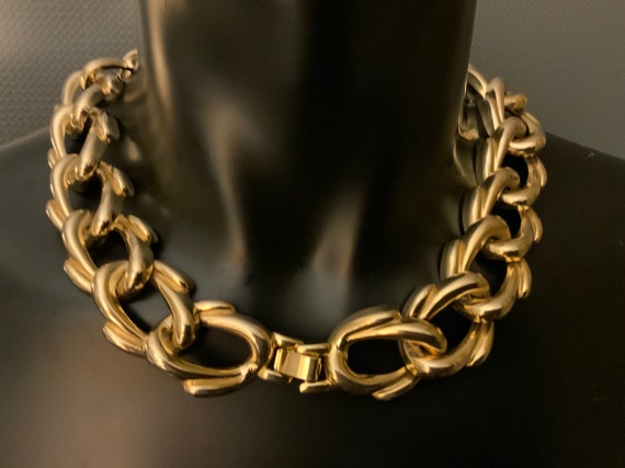 Huge statement vintage  gold plate chain necklace - image 6