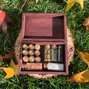 Herbalism Starter Kit - Beginner Witchcraft Herbs - Wood Gift Box Option