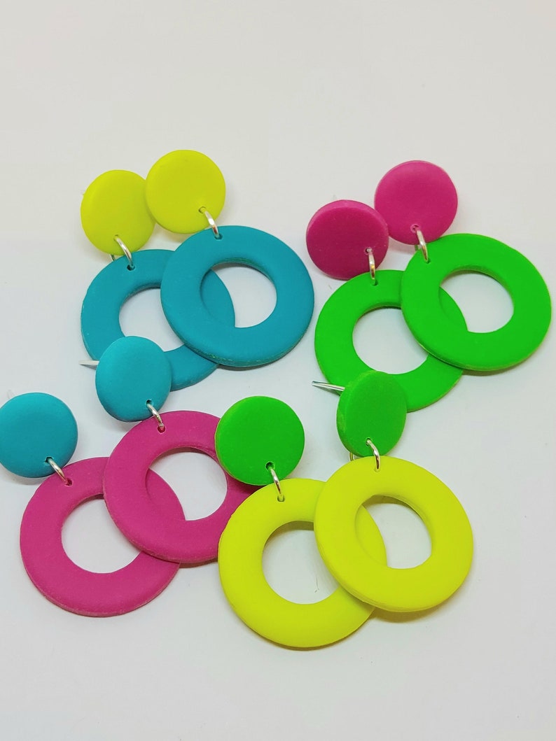 Block Colour Polymer Clay Donut Earrings Etsy UK