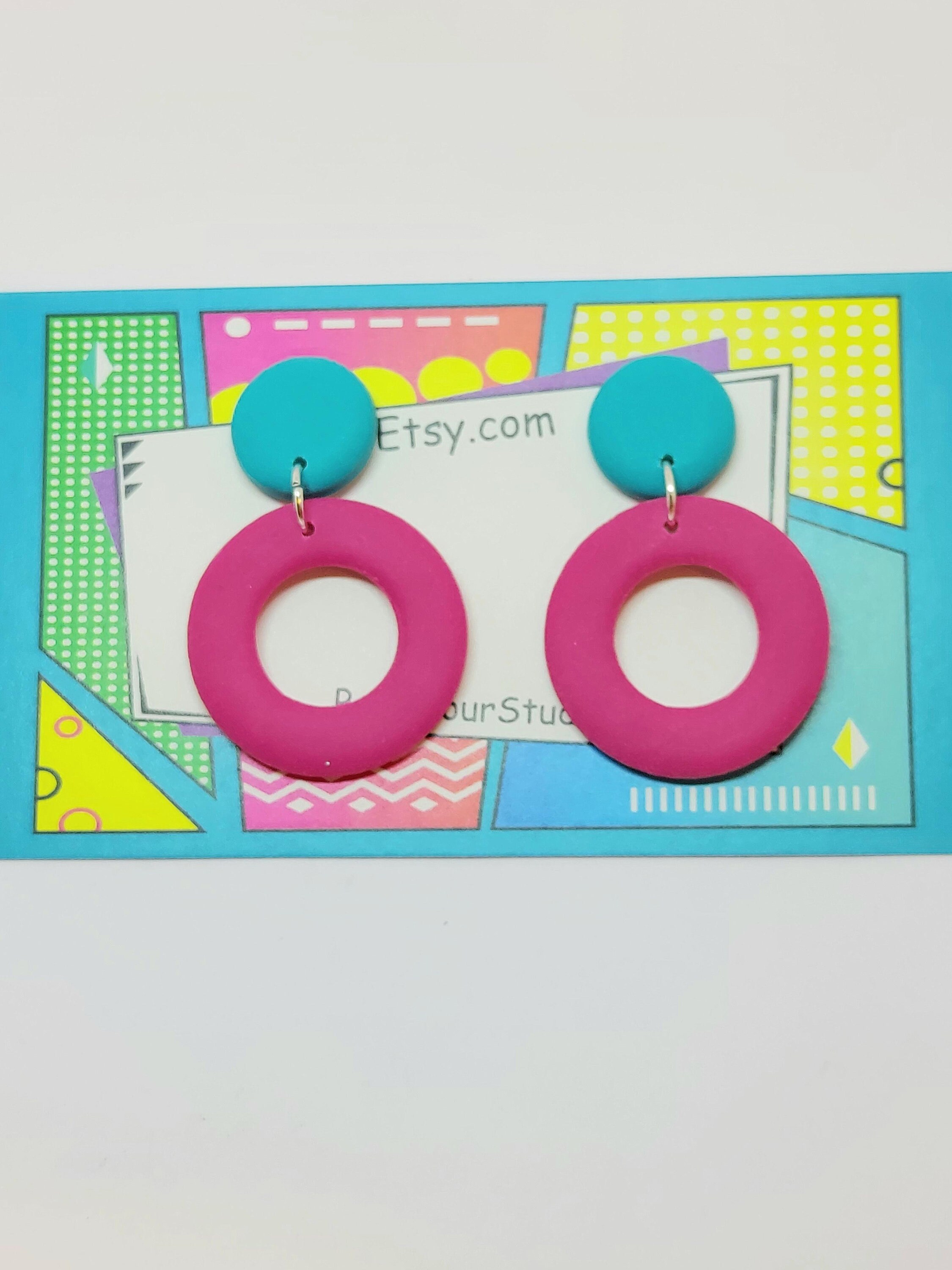 Block Colour Polymer Clay Donut Earrings Etsy UK
