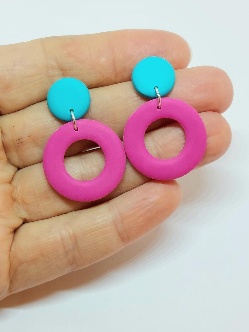Block Colour Polymer Clay Donut Earrings Etsy UK