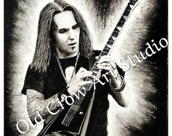 Children of Bodom, Alexi Laiho, PRINT of painting, melodic metal, metal, children of bodom, fine art, metal music, heavy metal, tribute