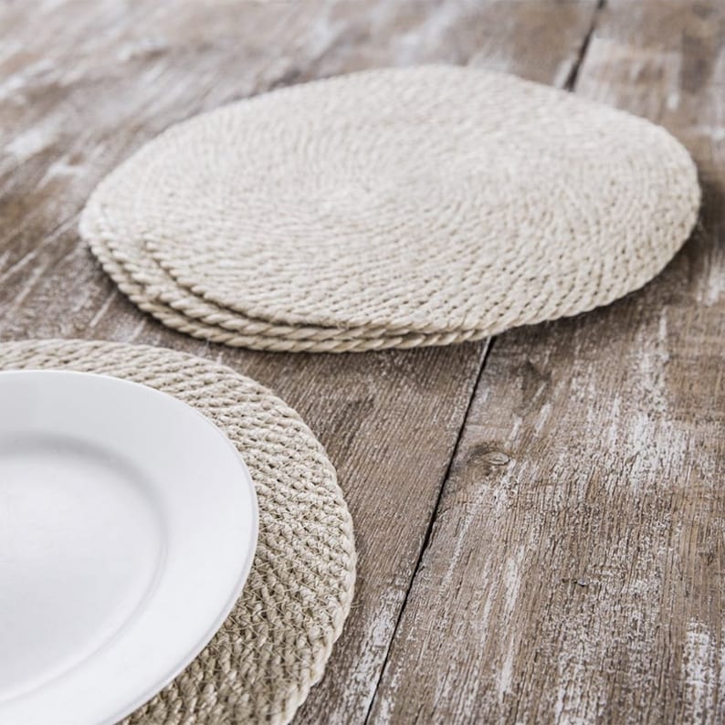 Jute Hand Braided Placemats/ Rustic Vintage Farmhouse Table Etsy