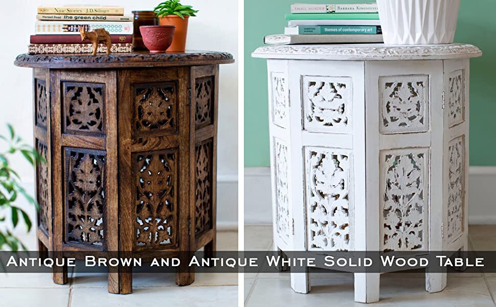 Antique Round End Tables For Living Room Bedroom Boho Solid Etsy