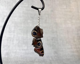Real butterfly – European peacock butterfly (Aglais io) – pendant / piece of jewelry