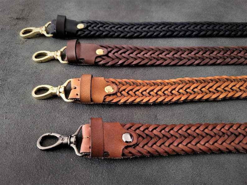 Long Braided leather bag strap, bag replacement strap Ready High quality handle, Leather purse Straps elegant, Braid quality Shoulder bag image 18