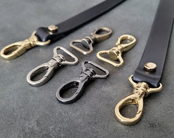 Handmade Leather Handbag Strap with Antique, silver, gold Clasps - 1/2'' Wide, 12" Length