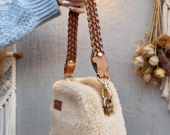 Braided Leather Bag Handle 1 Inch, Genuine Cowhide Purse Strap, DIY Bag Making Accessory