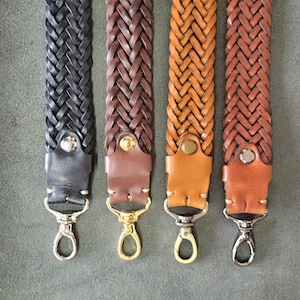 Long Braided leather bag strap, bag replacement strap Ready High quality handle, Leather purse Straps elegant, Braid quality Shoulder bag image 13