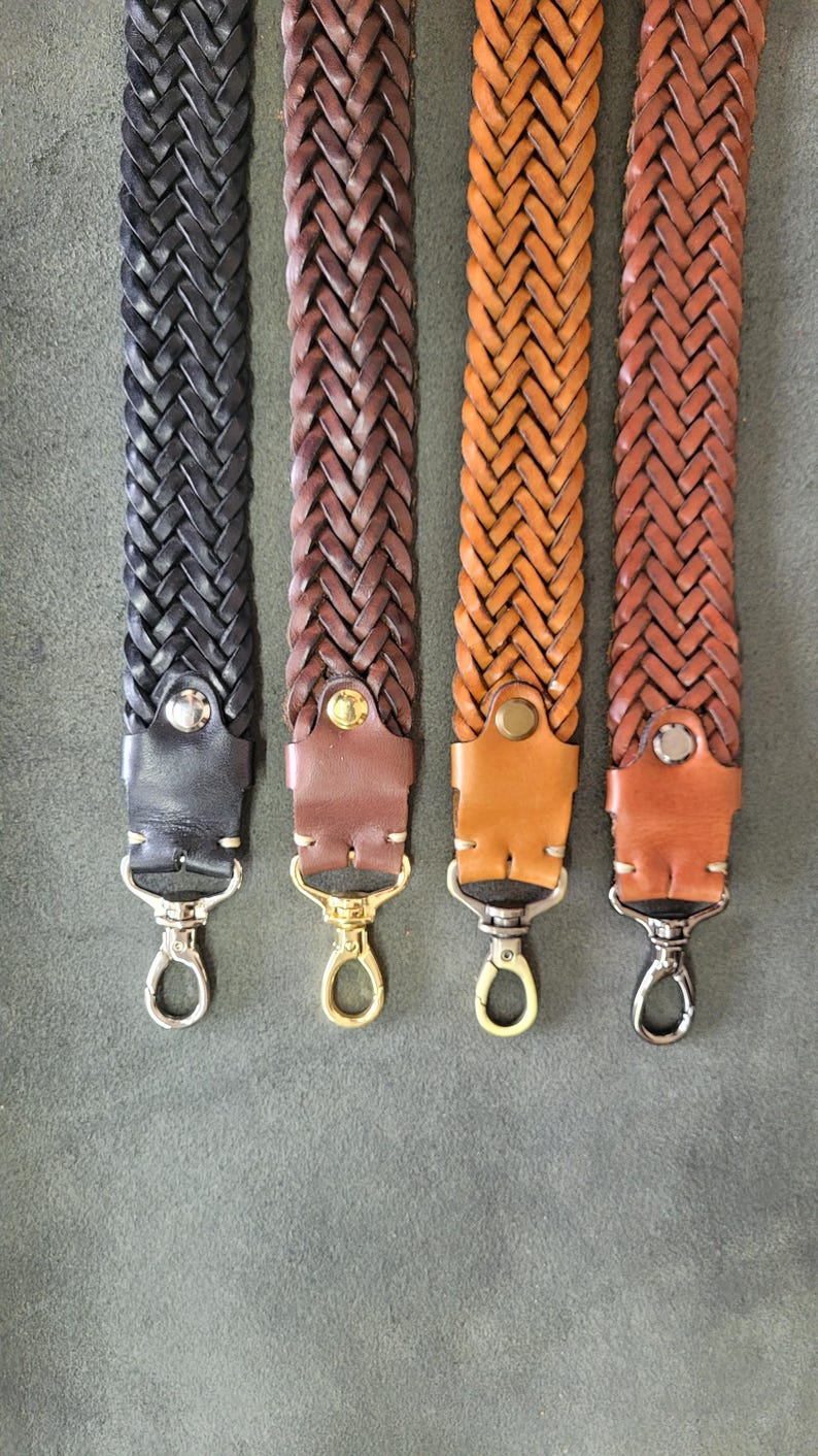Long Braided leather bag strap, bag replacement strap Ready High quality handle, Leather purse Straps elegant, Braid quality Shoulder bag image 13