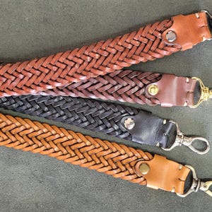 Long Braided leather bag strap, bag replacement strap Ready High quality handle, Leather purse Straps elegant, Braid quality Shoulder bag image 15