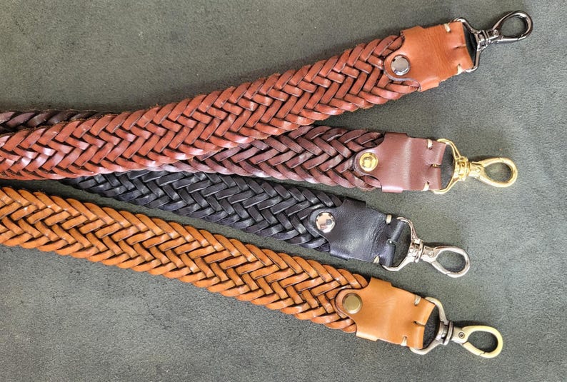 Long Braided leather bag strap, bag replacement strap Ready High quality handle, Leather purse Straps elegant, Braid quality Shoulder bag image 15