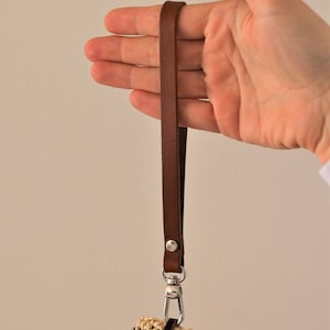 Correa de cuero para la muñeca para bolso de mano, cartera, billetera, llavero, correa de cuero de repuesto para la muñeca / negro, marrón, brandy, tostado