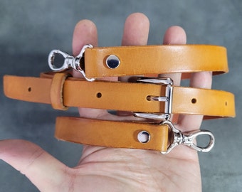 Personalized Full Grain Leather Bag Strap: 3/4'' Adjustable Replacement