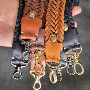 Long Braided leather bag strap, bag replacement strap Ready High quality handle, Leather purse Straps elegant, Braid quality Shoulder bag image 7