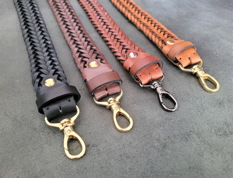Long Braided leather bag strap, bag replacement strap Ready High quality handle, Leather purse Straps elegant, Braid quality Shoulder bag image 16