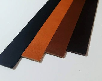 Black Calf Leather Strip, 1 inch Wide, DIY Belt Straps