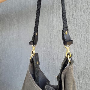 Long Braided leather bag strap, bag replacement strap Ready High quality handle, Leather purse Straps elegant, Braid quality Shoulder bag image 10