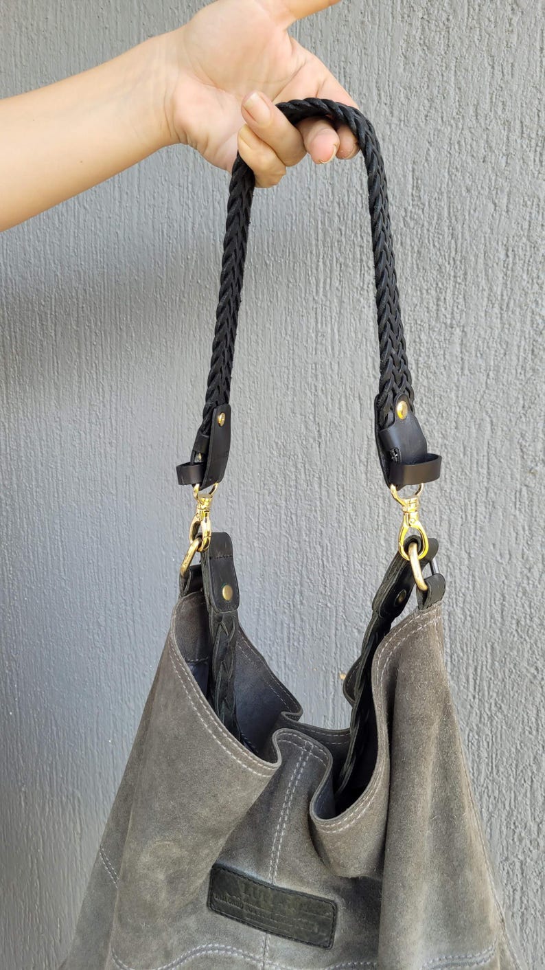 Long Braided leather bag strap, bag replacement strap Ready High quality handle, Leather purse Straps elegant, Braid quality Shoulder bag image 10